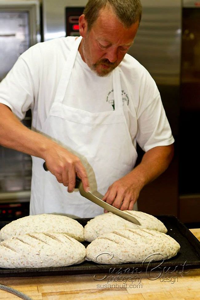 German baker Thomas Kohnen preparing artisan bread for baking